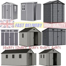 Image of Plastic Garden Shed W/ Floor Outdoor Storage Shed House 6×4/6×8/8×8/8x12/8×16FT
