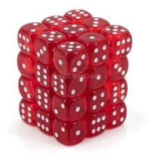 Image of Chessex Manufacturing Chx23804 12 Mm Cube Translucent D6 Dice Red With White Pip