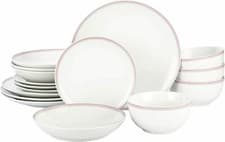 Image of 16-Piece Dinner Set Round Square Crockery Porcelain Stoneware Plates Bowls Mugs