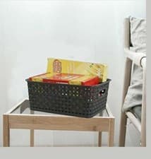 Image of Plastic Handy Baskets Rattan Style Organizer Studio Storage Basket With Handle