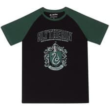 Image of Official Harry Potter Slytherin Raglan T-Shirt Unisex House Tee Fan Apparel Gift