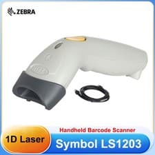 Image of Zebra LS1203 Wired 650nm Laser 1D Barcode Scanner Reader Handheld USB with Cable