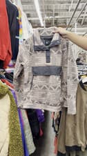Image of Carhartt Women's S Relaxed Fit Fleece Quarter Snap Pullover Taupe Geo NWT
