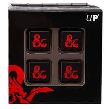 Image of Dungeons & Dragons Metal D6 Dice Set Ultra Pro Heavy Black Red Dice x4