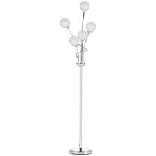 Image of Crystal Floor Lamp: 5-Light Upright Standing Lamp for Living Room & Bedroom, Mod
