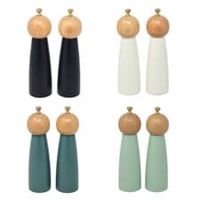 Image of Salt & Pepper Mill 20cm Multicoloured Wood Manual Grinder Golden Knob Shaker Set
