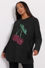 Image of Yours Curve Women's Plus Size Cherry Sequin Embellished Jumper