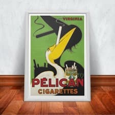 Image of Pelican Cigarettes Retro Vintage Wall Art Poster Print. Great Home Vintage Decor