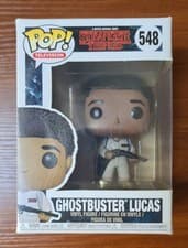 Image of Funko Pop! Stranger Things - Ghostbuster Lucas figure #548 with pop protector