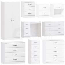 Image of White Chest of Drawers Modern Bedroom Furniture Bedside Table Wardrobe Desk