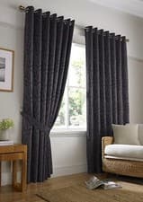 Image of Tivoli Jacquard Leaf Curtains Eyelet Top, Lined Curtains, 6 Fab Colours