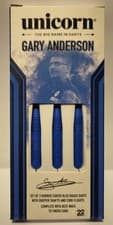 Image of Unicorn Gary Anderson Darts Set - 22g Blue Rubber Coated Brass & Flights NEW