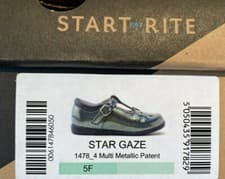 Image of Startrite Girls UK 5 / EU 21.5 Metallic Patent Leather T Bar School Shoes