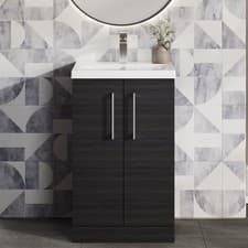 Image of Nuie Arno Floor Standing 2-Door Vanity Unit & Basin-1 500mm - Charcoal Woodgrain