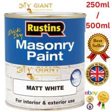 Image of Rustins - Quick Dry Masonry Paint - Black / Cream / Red / White - 250ML / 500ML
