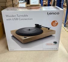Image of Lenco L-91 Hifi Vinyl Turntable, USB, Natural Wood Audio Technica Cartridge NEW