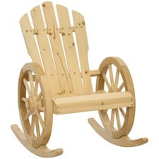 Image of Outsunny Adirondack Rocking Chair Porch Poolside Garden Lounging Natural