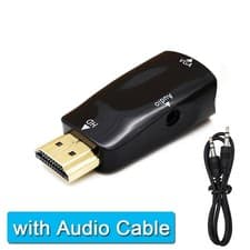 Image of HDMI to VGA Adapter Male Female with 3.5 mm Audio Jack Cable Monitor/Laptop/PC