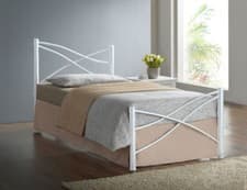 Image of 3ft Single Modern Metal Bed Frame in Silver, White or Pink with Mattress Options