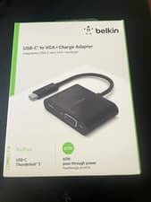 Image of Belkin USB-C to VGA Adapter - Black Genuine + UK Seller (NEW)