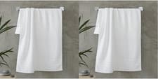 Image of Zero Twist Soft & Absorbent Cotton Bath Towel White (Pack of 2)