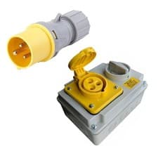 Image of Deligo 110V 32A 2P+E Yellow Industrial Plug & Interlocked Socket IP44