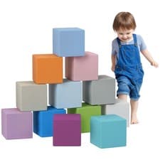 Image of HOMCOM 12 PCs Soft Play Blocks Soft Foam Toy Blue