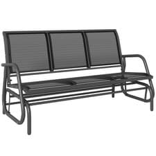 Image of Outsunny 3-Seat Glider Rocking Chair for 3 People Garden Bench Black