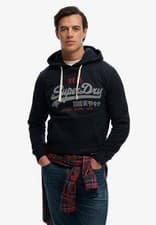Image of Superdry Hoody Overhead Long Sleeve Pullover VL Classic Hoodie Navy Blue