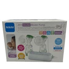 Image of MAM 2-in-1 Double Electric Breast Pump White/Green Portable New