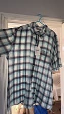 Image of Barbour Men's Crossfell Button Down Tailored Shirt Ecru Blue UK size XXL BNWT