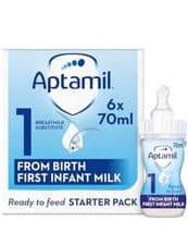 Image of Aptamil 1 First Baby Milk Formula Starter Pack Ready to Use from Birth 70ml x 6