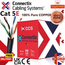 Image of Cat5e External Ethernet Cable Black UTP 100% Solid COPPER Network 1m-305m LOT