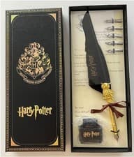 Image of Harry Potter Quill Feather Antique Pen and Ink Set With Replacement Nibs