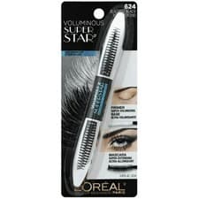 Image of L'OREAL VOLUMINOUS SUPERSTAR MASCARA BLACKEST BLACK WATERPROOF 624 NEW CARDED