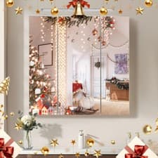 Image of Mirrored Bathroom Cabinet Wall Mounted LED Light Storage Cupboard Glass Shelf