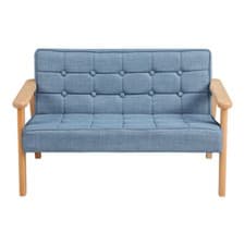 Image of Upholstered Tub Armchair Linen Fabric Mini Sofa Wooden Framed Kids Accent Chairs