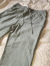 Image of Khaki Linen Blend Trousers Brand New Bnwt Size Euro Large