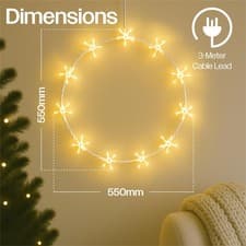 Image of Christmas Door Wreath Twinkling LED Light Warm White Outdoor Hanging 8 Modes