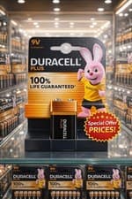 Image of DURACELL PLUS 9V BATTERY MN1604 ALKALINE ORIGINAL QUALITY LONG LIFE – BRAND NEW