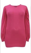 Image of Evans Size 26/28 Pink Longline Jumper, Fine Knit, Ruched Shoulder New 