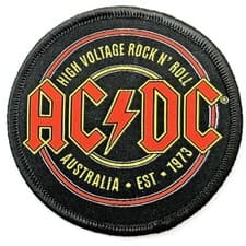 Image of AC/DC Printed Patch AUSTRALIA EST 1973 (sml): high voltage 73 Official Merch £pb