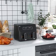Image of 8L Double Basket Air Fryer with 8 Presets  Display Recipe Timer  Refurbished