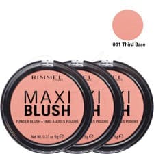 Image of RIMMEL Maxi Blush Face Compact Pressed Powder 9g - 001 Third Base *PACK OF 3*