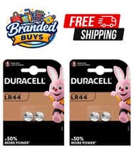 Image of Duracell LR44 Batteries AG13 357 A76 RW82 L1154 SR44 Coin Cell Button Alkaline