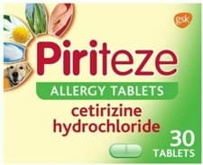 Image of 2 x 30 Piriteze Hayfever Relief Effective Relief Allergy Tablets Pack of 60