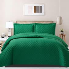 Image of 3 Piece Bedspread Quilted Bed Throw Single Double King Bedding Set & Shams