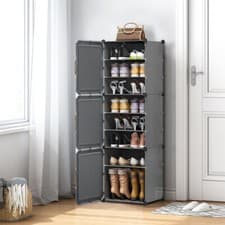 Image of Plastic Shoe Storage Organiser Interlocking Cabinet Cube Rack Hallway Bedroom