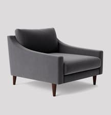 Image of SWOON Turin Armchair in Granite Velvet with Oak Legs(1749)