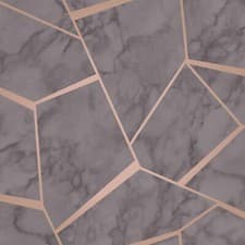 Image of Fine Decor Fractal Geometric Marble Metallic Wallpaper Rose Gold Silver Charcoal